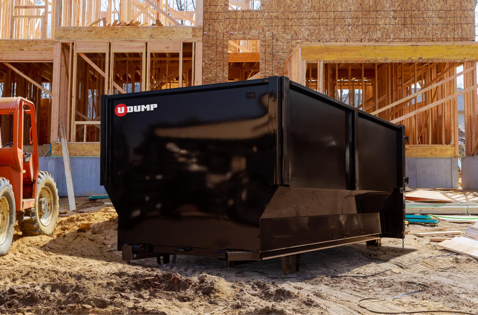 Dump trailer at a job site